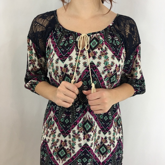 Paisley Chevron Boho Dress - Picture 4 of 8